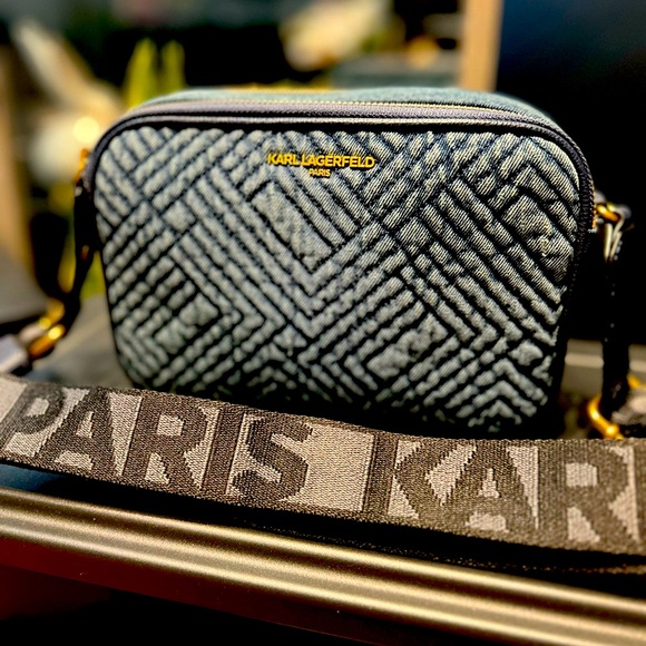 Karl Lagerfeld Paris maybelle Crossbody Camara Style Bag Denim New With Tags - Picture 4 of 6